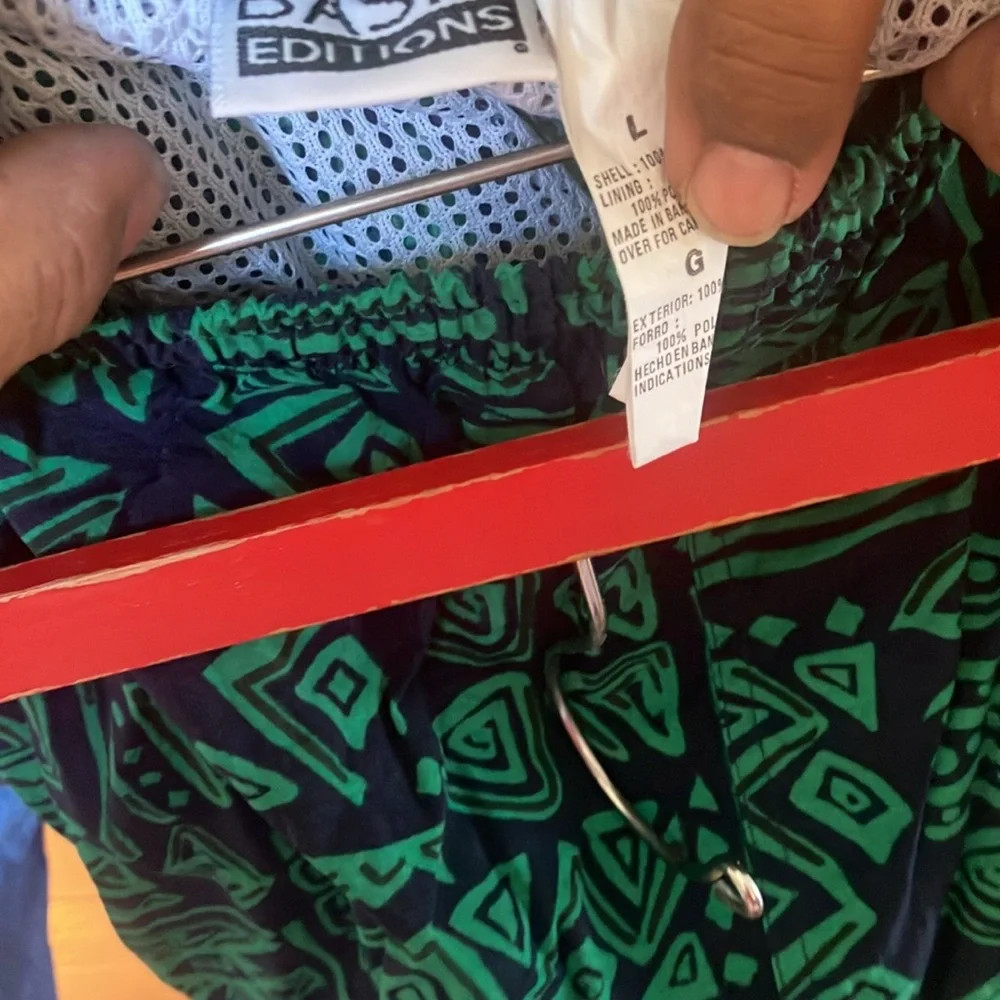 FINAL MARKDOWN Basic editions Green Geometric Patterned swim Shorts large